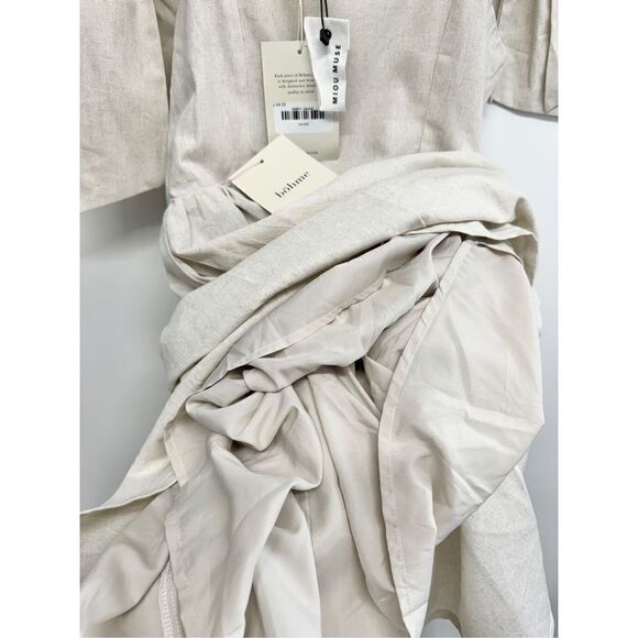 MIOU‎ MUSE Dress Size Small Bow Tie A-Line Mini Linen Blend NWT - Picture 11 of 12